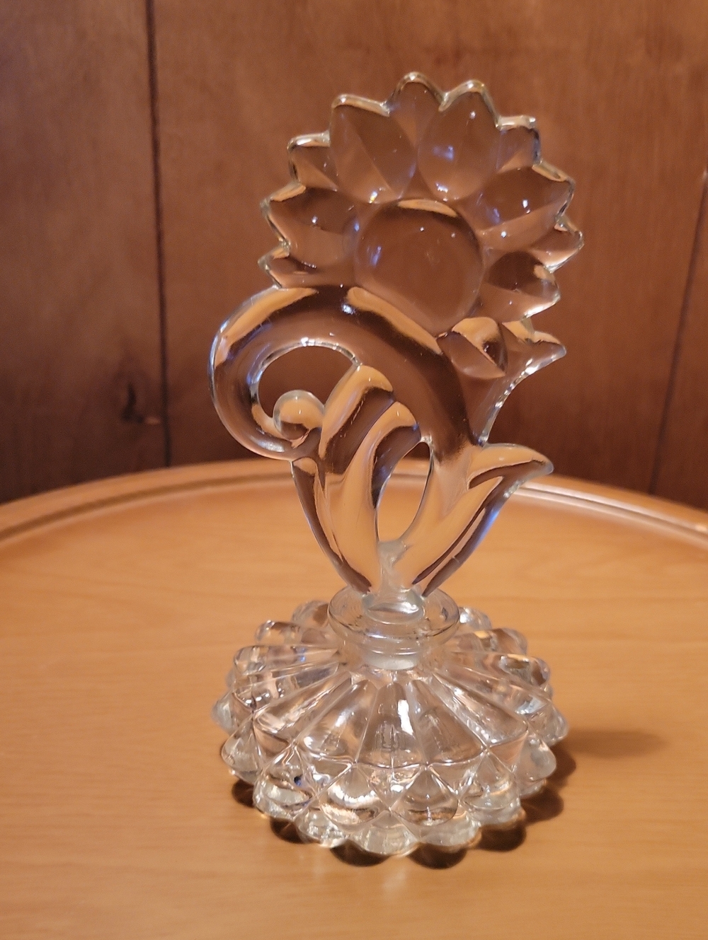 Vintage Clear Glass Floral Sunflower  Perfume Bottle
